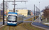 VBZ Cobra tram on the second stage of the Glattalbahn just before the Glattbrugg Unterriet stop in 2009