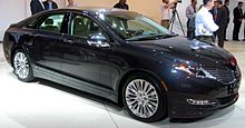 The 2013 Lincoln MKZ Hybrid was unveiled at the 2012 New York International Auto Show 2013 Lincoln MKZ Hybrid -- 2012 NYIAS.JPG