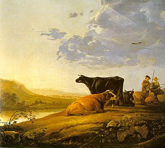 Dutch Golden Age painting: Young Herdsman with Cows by Aelbert Cuyp, 1655–60