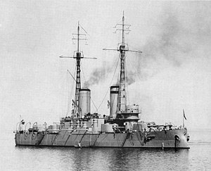 Линейный корабль «Андрей Первозванный» на якорной стоянке в районе Ревеля, кампания 1912 года.