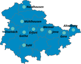 Standorte der Berufsfeuerwehren in Thüringen