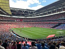 The 2023 FA Cup final at Wembley Stadium between Manchester City and Manchester United City vs United FA Cup final 2023.jpg