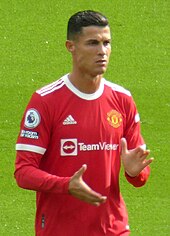 Ronaldo in a Premier League match against Newcastle in September 2021, his first game back at Manchester United Cr7 11 September 2021.jpg