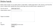 "Delete batch special page form"