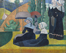 Émile Bernard, "Bretooni naised päevavarjudega" (1892)
