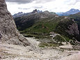 Verlauf der Großen Dolomitenstraße am Passo di Falzarego