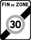 B51. Sortie d’une zone à vitesse limitée à 30 km/h.