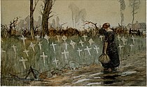 路傍の墓場を見る女性(1917)