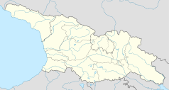 Mapa konturowa Gruzji, na dole nieco na prawo znajduje się punkt z opisem „Katedra Sioni”