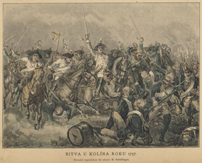 Hugo Schüllinger: Bitva u Kolína r. 1757 (Obrázkové dějiny národa českého, 1893)