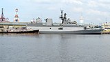 A side view of the Kadmatt of the Indian Navy at the Manila South Harbor, Philippines.