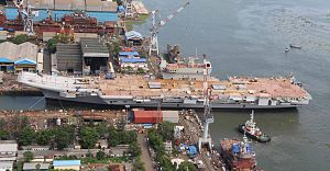 INS Vikrant being undocked at the Cochin Shipyard Limited in 2015 (07).jpg