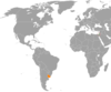 Location map for Israel and Uruguay.