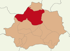 Map showing Tavşanlı District in Kütahya Province