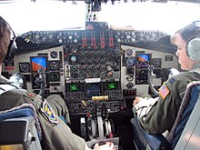 Flight deck of KC-135R; instrument panel has been modified under the Pacer-CRAG program KC-135-Stratotanker-Cockpit.jpg