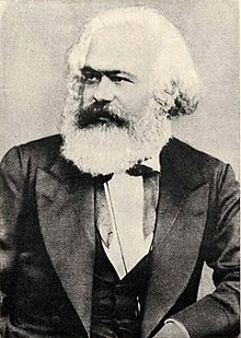 Karl Marx, founder of Marxism and historical materialism Karl Marx photo from a book by Lenin.jpg