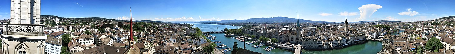 360° Panorama vom Karlsturm (Grossmünster)