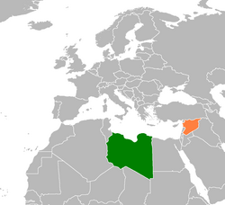 Map indicating locations of Libya and Syria