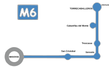 Línea M6, una de las dos que pasan por Trescasas