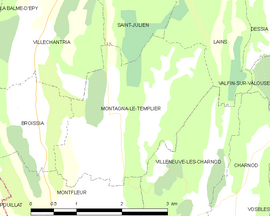 Mapa obce Montagna-le-Templier