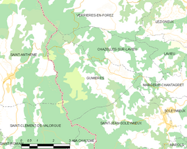 Mapa obce Gumières