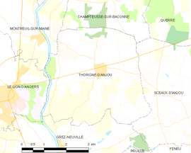 Mapa obce Thorigné-d’Anjou