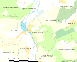 Mapa obce Dun-sur-Meuse