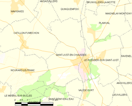 Mapa obce Saint-Just-en-Chaussée
