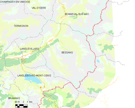Mapa obce Bessans