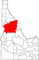 アイダホ郡の位置を示したアイダホ州の地図