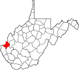 Карта Западной Вирджинии с указанием округа Кабелл