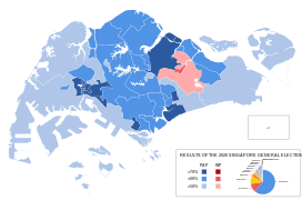 Map of the results of the Singaporean general election 2020