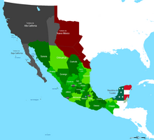 A map of Mexico 1845 after Texas annexation by the U.S. Mapa Mexico 1845.PNG