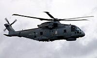 A Royal Navy Merlin helicopter up close