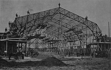 Montage der großen „Strojovna“ (Maschinenhalle) 1890