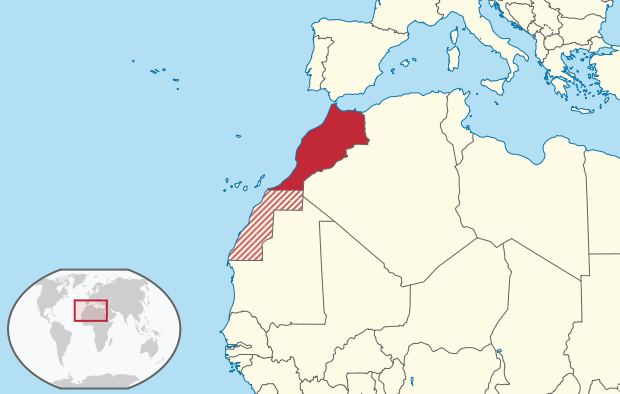 Archivo:Morocco in its region (disputed hatched).svg