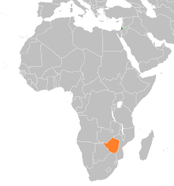 Map indicating locations of Palestine and Zimbabwe