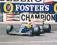 Riccardo Patrese proved to be a strong force in the other Williams, winning two Grands Prix. Patrese monaco91.jpg