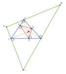 Triangle podaire (DEF) et triangle antipodaire (LMN) de P