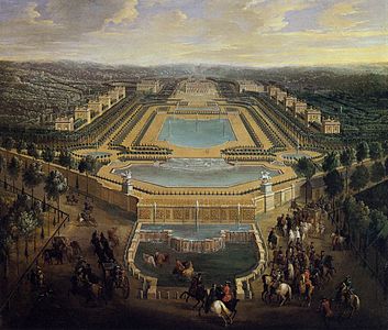 Bassins, jets d'eau, cascades et abreuvoir des jardins de Marly, au XVIIe siècle.