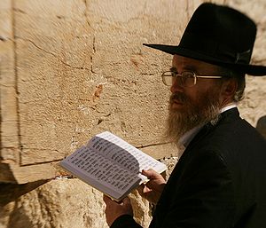 Man reading Psalms at the Western Wall.