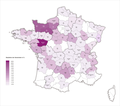 Reduktion der Gemeinden in Frankreich pro Département 2016