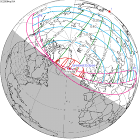 Carte de l'éclipse générale