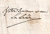 signature de Joseph Jérôme Lefrançois de Lalande