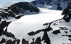 pohled na ledovec v červnu 2014