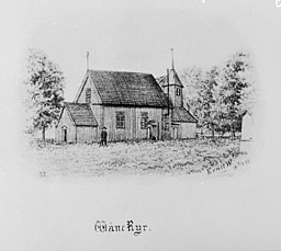 Kyrkan på teckning från 1890.