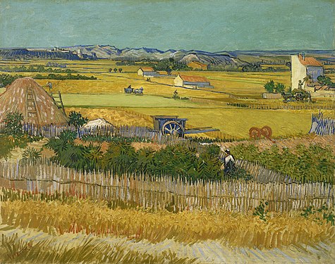 Harvest or Harvest at La Crau, with Montmajour in the Background, June 1888, Van Gogh Museum, Amsterdam, Netherlands (F412)