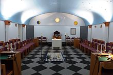 Masonic lodge room in Winterswijk, Netherlands Werkplaats vrijmetselaars De Achterhoek.jpg
