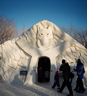 Ice sculpture museum carved out of snow at the...