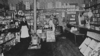 Interior of a dry grocer, downtown Vancouver, ...